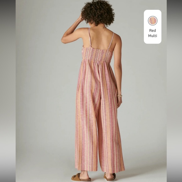 Lucky Brand Striped  Extra Wide Leg Jumpsuit with Tie Front - Picture 4 of 14